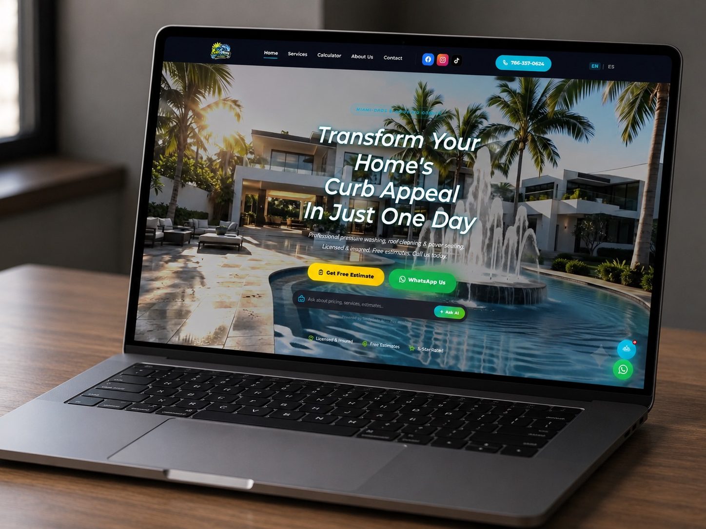 SunSplash Cleaning — pressure washing en Miami, hecha por Genesis Nexa